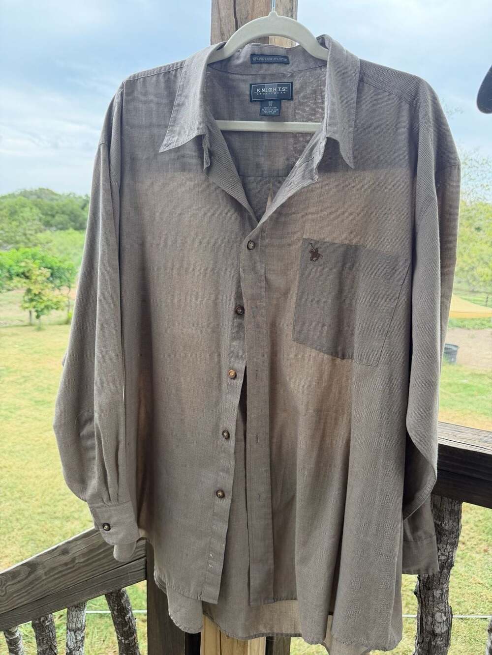 Knights Sportswear Men's Brown Long Sleeve Button Down Shirt Size 2X
